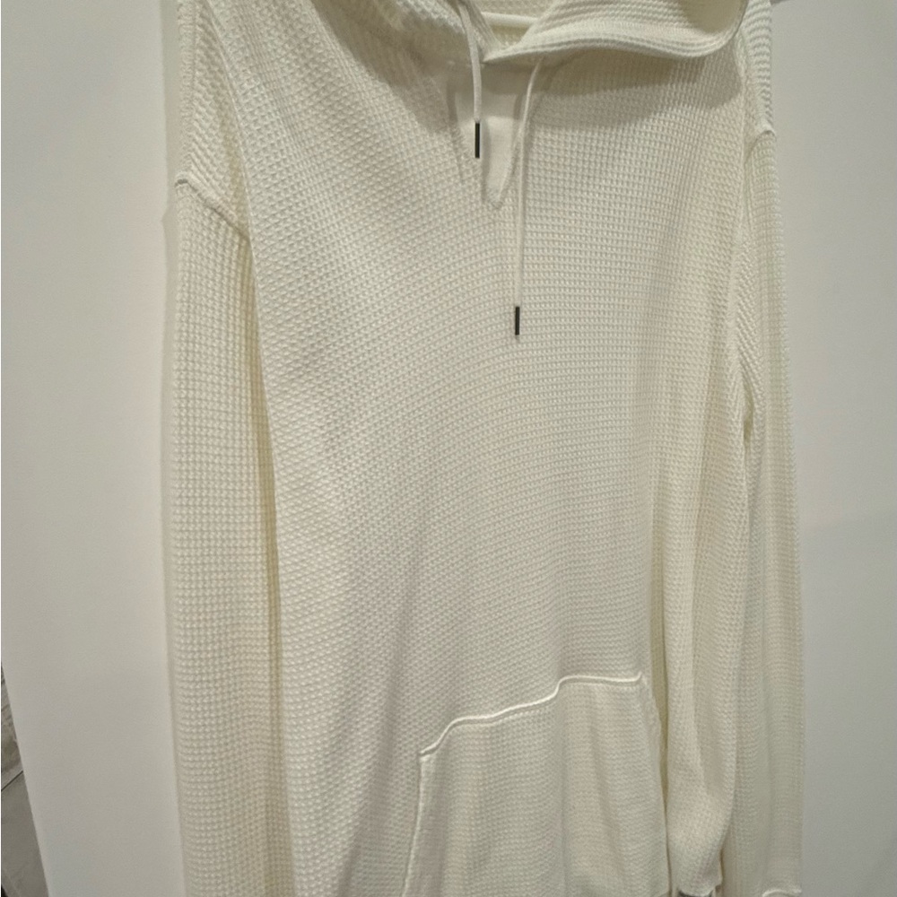 Cozy White Waffle Knit Hoodie